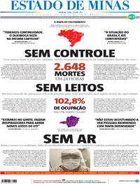 Capa do jornal Estado de Minas 18/03/2021