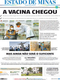Capa do jornal Estado de Minas 19/01/2021