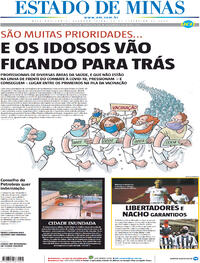 Capa do jornal Estado de Minas 22/02/2021