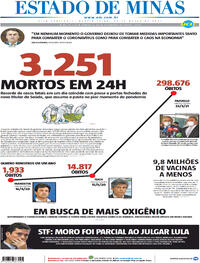 Capa do jornal Estado de Minas 24/03/2021
