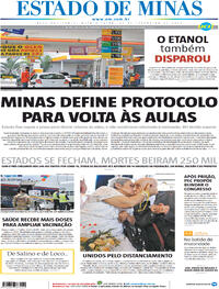 Capa do jornal Estado de Minas 25/02/2021
