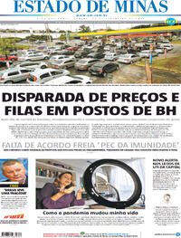 Capa do jornal Estado de Minas 27/02/2021