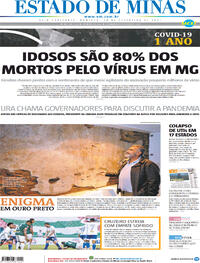 Capa do jornal Estado de Minas 28/02/2021