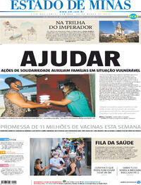 Capa do jornal Estado de Minas 28/03/2021