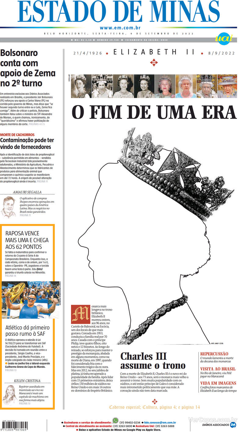 Capa do jornal Estado de Minas 09/09/2022