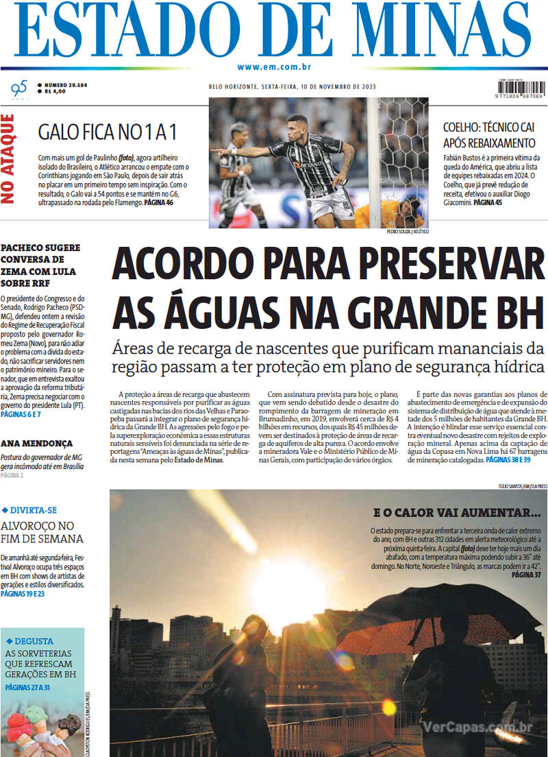 Confira a Capa do Jornal Estado de Minas do dia 31/07/2018