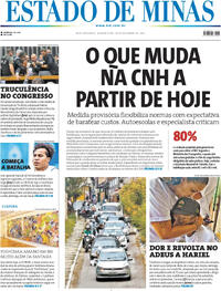 Capa do jornal Estado de Minas 10/12/2025