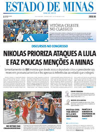 Capa do jornal Estado de Minas 09/02/2026