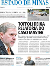 Capa do jornal Estado de Minas 13/02/2026