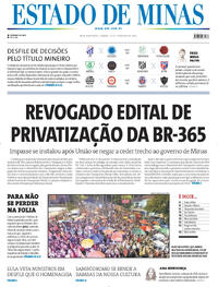 Capa do jornal Estado de Minas 14/02/2026