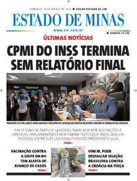 Capa do jornal Estado de Minas 29/03/2026
