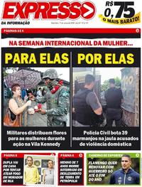 Capa do jornal Expresso da Informação 09/03/2018