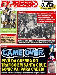 Capa do jornal Expresso da Informação 21/08/2018