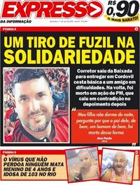 Capa do jornal Expresso da Informação 07/05/2020