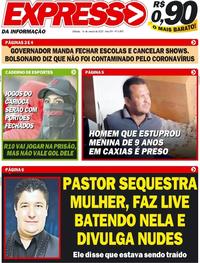 Capa do jornal Expresso da Informação 14/03/2020