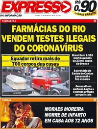 Capa do jornal Expresso da Informação 14/04/2020