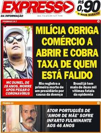 Capa do jornal Expresso da Informação 18/04/2020