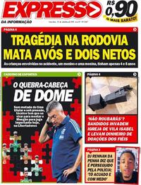 Capa do jornal Expresso da Informação 22/09/2020