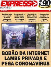 Capa do jornal Expresso da Informação 26/03/2020
