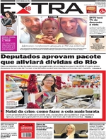 Capa do jornal Extra 21/12/2016