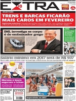 Capa do jornal Extra 30/12/2016