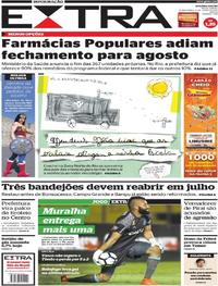 Capa do jornal Extra 08/06/2017