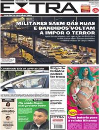 Capa do jornal Extra 08/08/2017