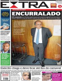 Capa do jornal Extra 14/02/2017