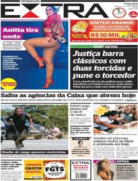 Capa do jornal Extra 18/02/2017