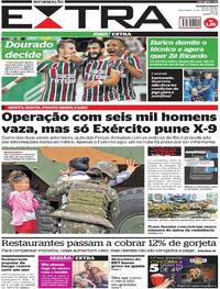 Capa do jornal Extra 22/08/2017