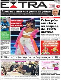 Capa do jornal Extra 23/05/2017