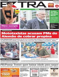 Capa do jornal Extra 23/12/2017