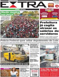Capa do jornal Extra 25/04/2017