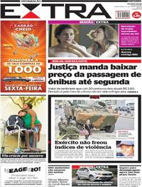 Capa do jornal Extra 30/08/2017