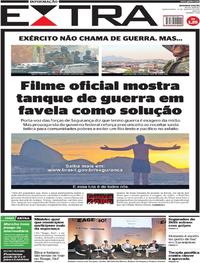 Capa do jornal Extra 31/08/2017