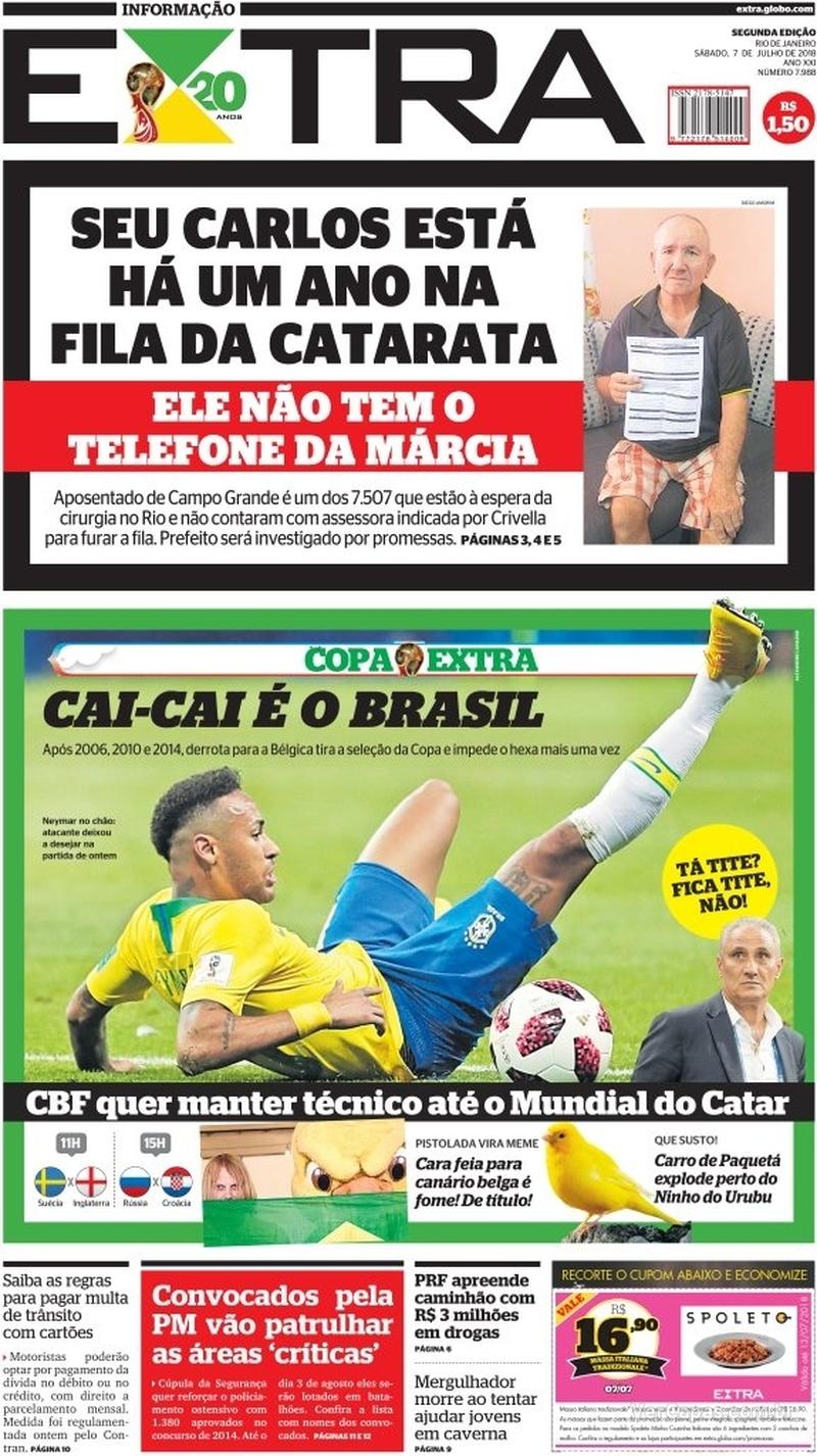 Capa do jornal Extra 07/07/2018