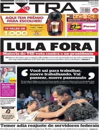 Capa do jornal Extra 01/09/2018