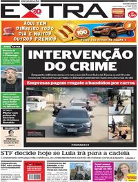 Capa do jornal Extra 04/04/2018