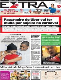Capa do jornal Extra 06/02/2018