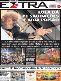 Capa do jornal Extra 07/04/2018