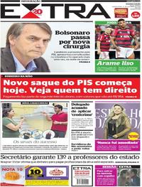 Capa do jornal Extra 13/09/2018