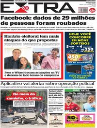 Capa do jornal Extra 13/10/2018