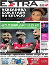 Capa do jornal Extra 15/03/2018