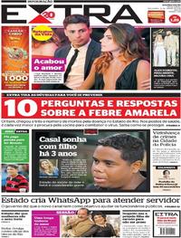 Capa do jornal Extra 16/01/2018