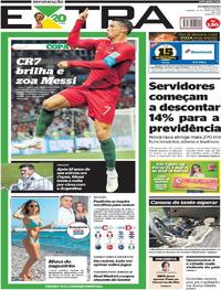 Capa do jornal Extra 16/06/2018