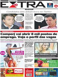 Capa do jornal Extra 17/10/2018