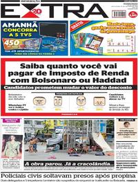 Capa do jornal Extra 19/10/2018