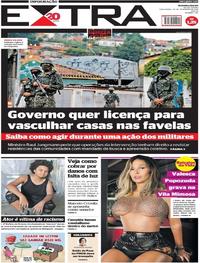 Capa do jornal Extra 20/02/2018