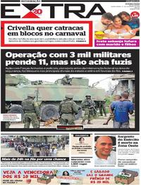 Capa do jornal Extra 21/02/2018