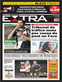 Capa do jornal Extra 23/11/2018